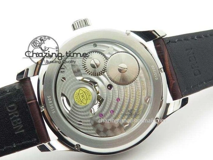MIROTIME 0213 Chic Portuguese Tourbillon Power Reserve Moonphase SS White Dial Gold Numbers On Black Leather Strap 7319